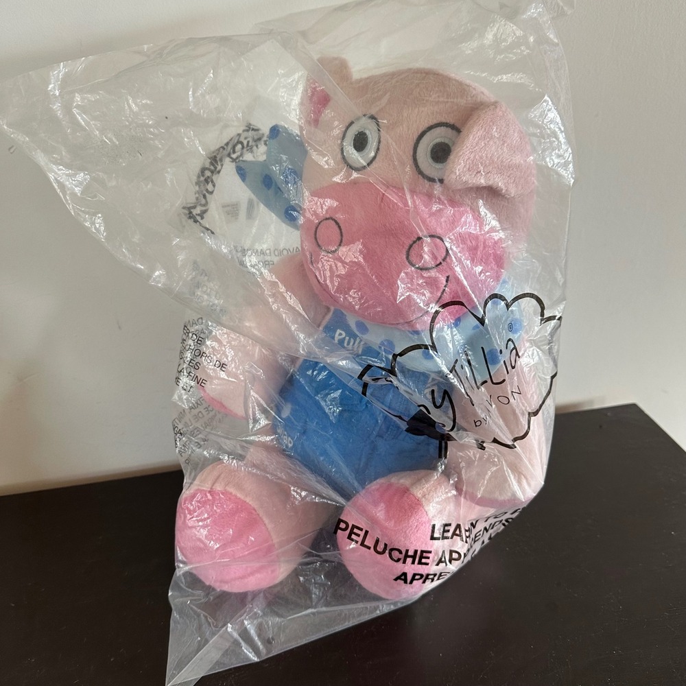 VTG New Avon Tiny Tilla Pink Pig Plush Learn to Dress Educational Toy NIP